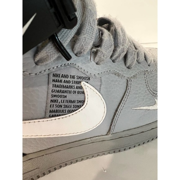 Nike Air Force 1 Mid Utility Wolf Grey Black size 7Y - Picture 9 of 12